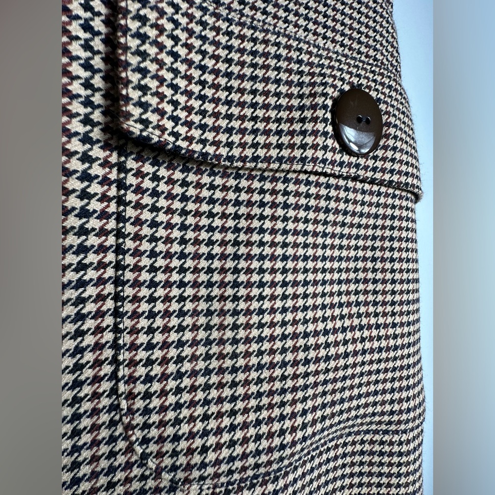 UTERGUE Houndstooth Midi  Beown Skirt with front pockets Size XS - Picture 10 of 17